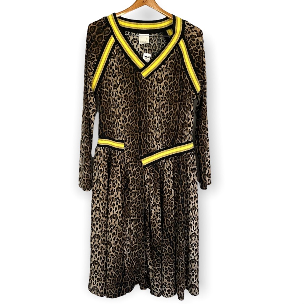 Nu Denmark Leopard Print Maxi Dress with Yellow Accents. XL. Stretch. So unique!
